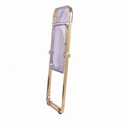 LeisureMod Lawrence Acrylic Folding Chair With Gold Metal Frame, Set of 4