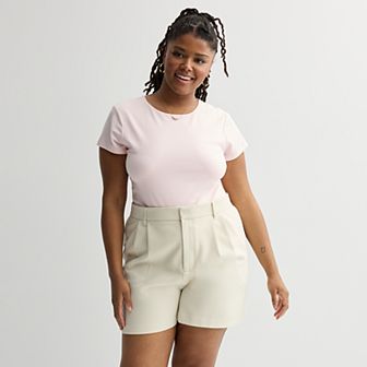 Juniors' Plus Size SO® Short Sleeve Crew Neck Knit Bodysuit