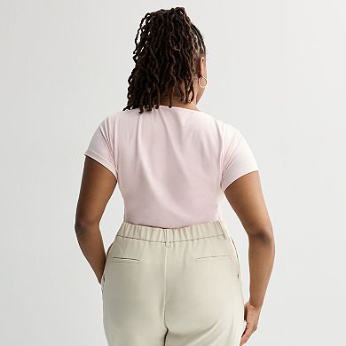 Juniors' Plus Size SO® Short Sleeve Crew Neck Knit Bodysuit