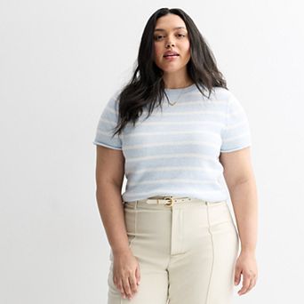 Juniors' Plus Size SO® Short Sleeve Sweater T-Shirt