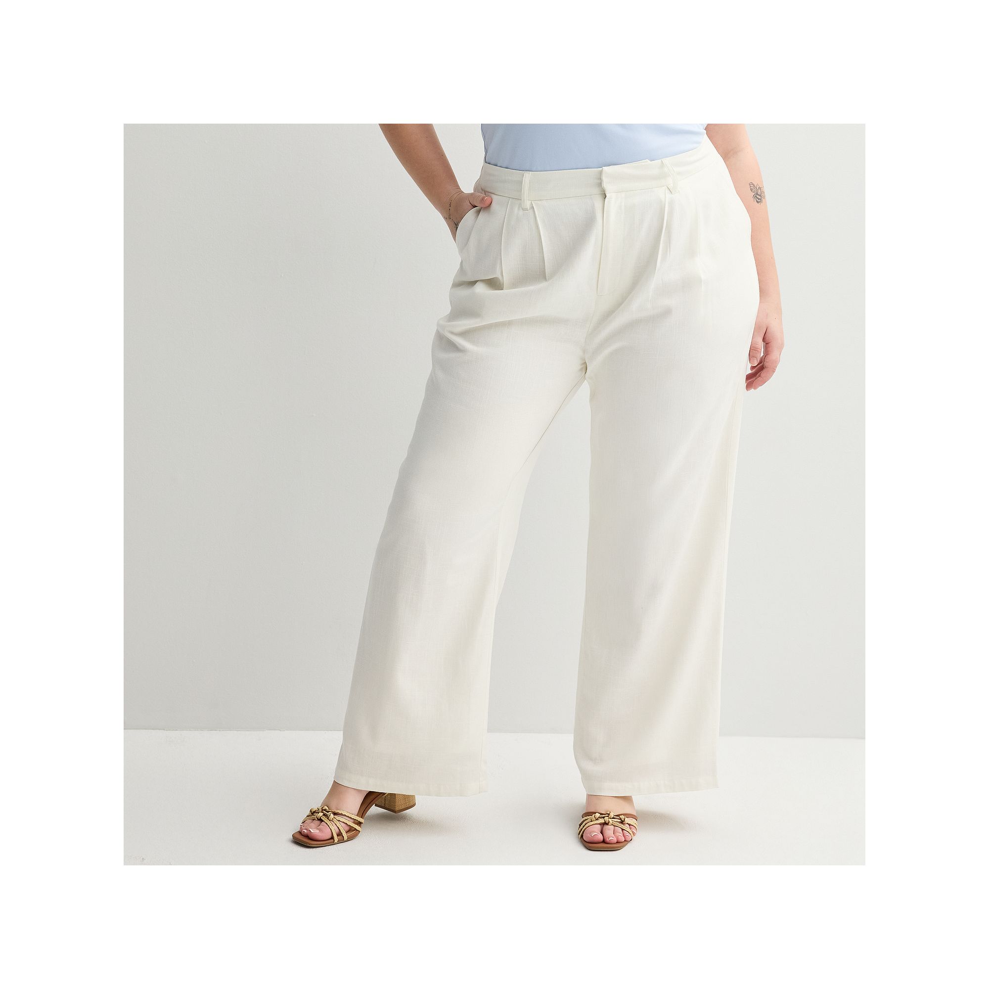 Juniors Plus Size SO® Linen Wide Leg Trousers, Girls, Size: 1XL, White W