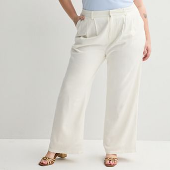 Juniors' Plus Size SO® Linen Wide Leg Trousers
