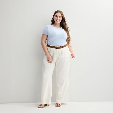 Juniors' Plus Size SO® Linen Wide Leg Trousers