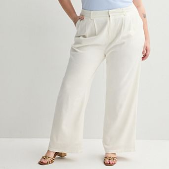 Juniors' Plus Size SO® Linen Wide Leg Trousers