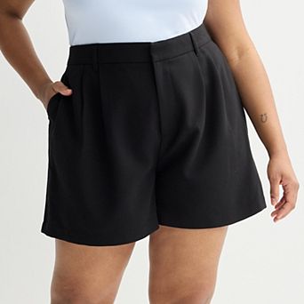 Juniors' Plus Size SO® Pleated-Front Trouser Shorts