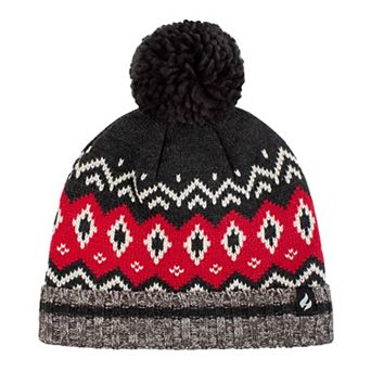 Men's Heat Holders Heatweaver Lined Pattern Hat with Pom Pom