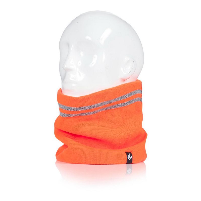 Men's Heat Holders Heatweaver Lined Worxx Refelective Stripe Neckwarmer, Bright Orange