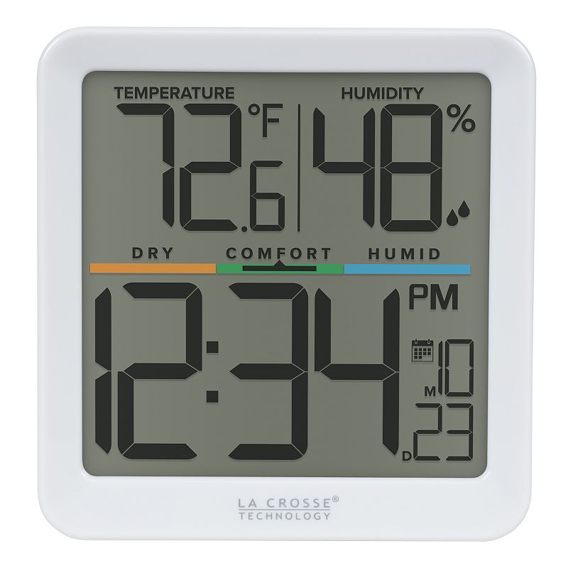 La Crosse Technology Indoor Comfort Meter with Time & Date, White