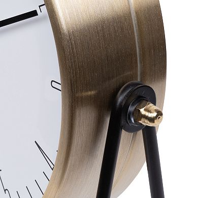 La Crosse Technology Stiles Swivel Tabletop Silent Sweeping Quartz Analog Metal Clock with Mirror