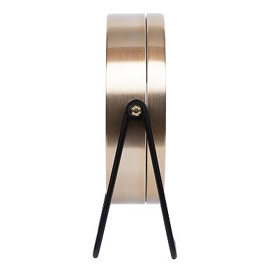 La Crosse Technology Stiles Swivel Tabletop Silent Sweeping Quartz Analog Metal Clock with Mirror