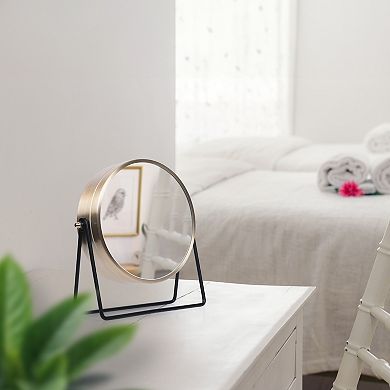 La Crosse Technology Stiles Swivel Tabletop Silent Sweeping Quartz Analog Metal Clock with Mirror