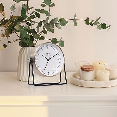 La Crosse Technology Stiles Swivel Tabletop Silent Sweeping Quartz Analog Metal Clock with Mirror
