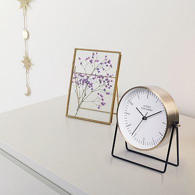 La Crosse Technology Stiles Swivel Tabletop Silent Sweeping Quartz Analog Metal Clock with Mirror
