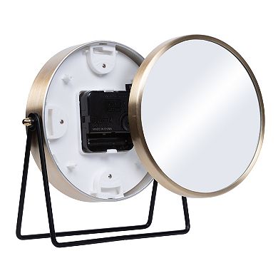 La Crosse Technology Stiles Swivel Tabletop Silent Sweeping Quartz Analog Metal Clock with Mirror