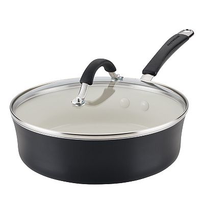 Rachael Ray Cucina Nonstick Saucepan - 3 Quart, Hard Anodized, Blue - Oven Safe To 400°F, Glass Lid, PFOA-Free