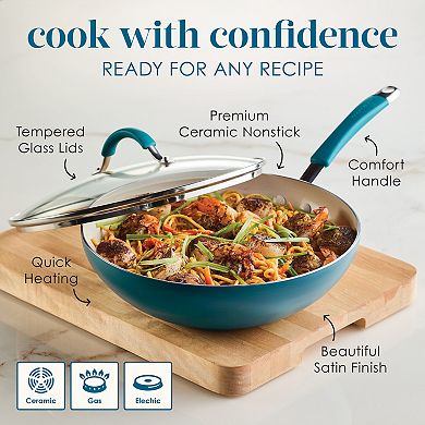Rachael Ray Cucina 11-in. Ceramic Nonstick Stir Fry Pan with Lid