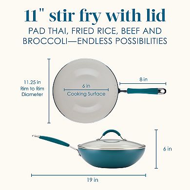 Rachael Ray Cucina 11-in. Ceramic Nonstick Stir Fry Pan with Lid