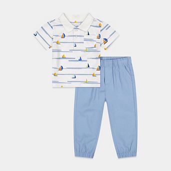 Baby & Toddler Boys Children's Apparel Network Sailboat Short Sleeve Shirt & Pants Set