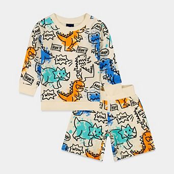 Baby & Toddler Boys Children's Apparel Network Dinosaur Sketch Long Sleeve Shirt & Shirts Set