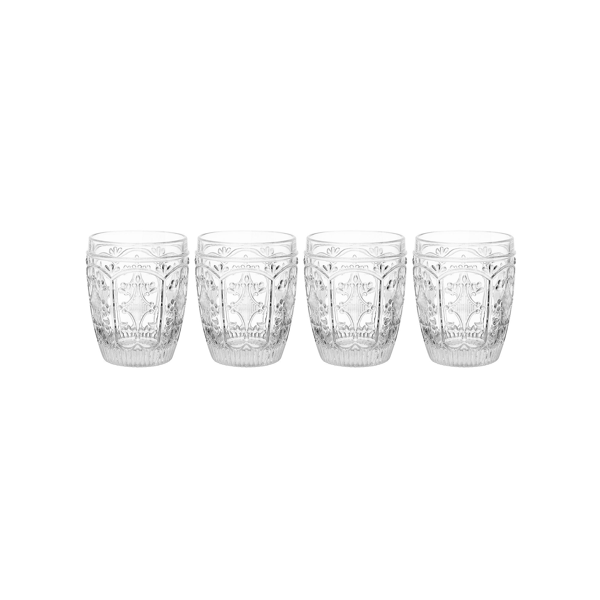 Fitz & Floyd Trestle 4-Piece Double Old Fashioned Glasses Set, Clear