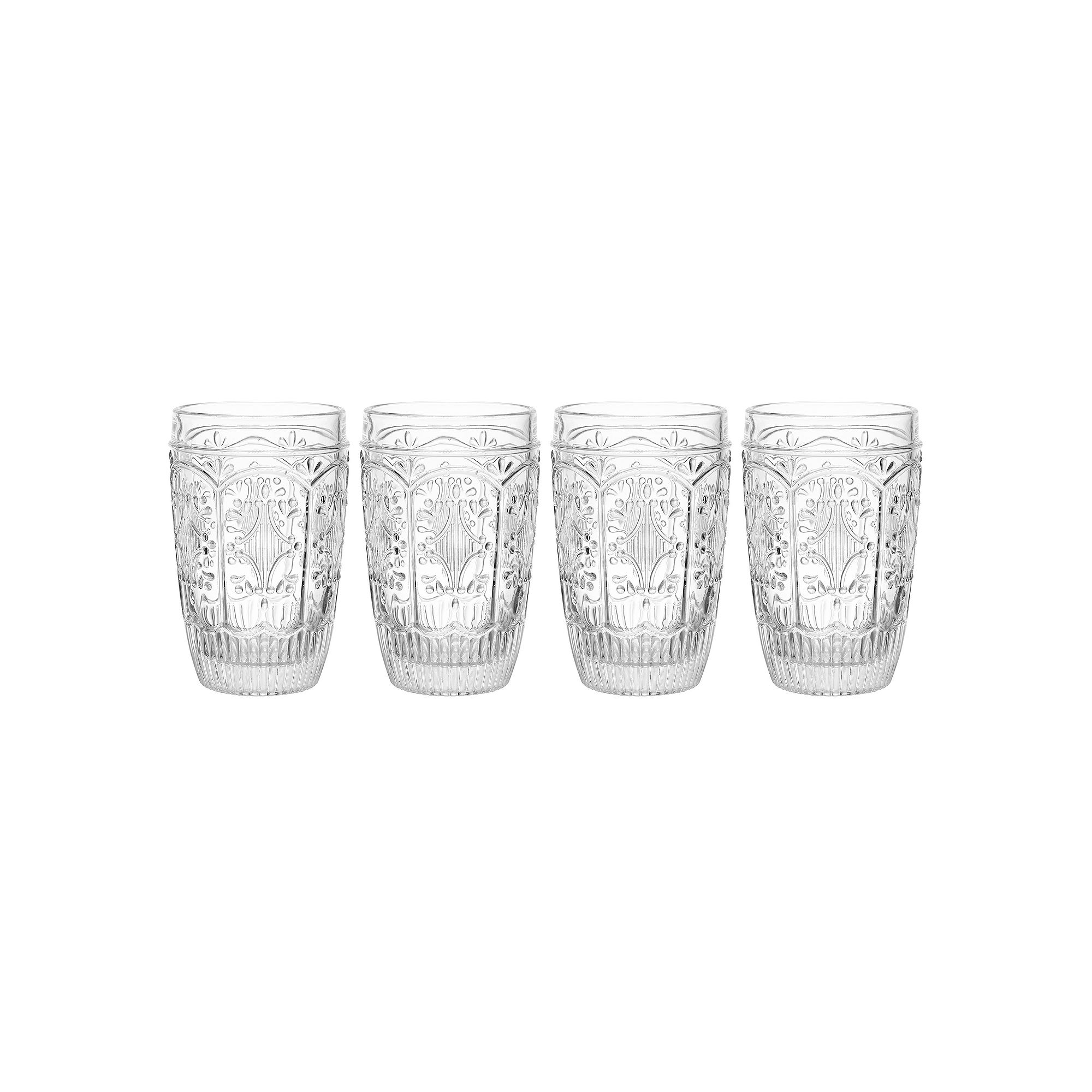 Fitz & Floyd Trestle 4-Piece 12-oz. Highball Glasses Set, Clear
