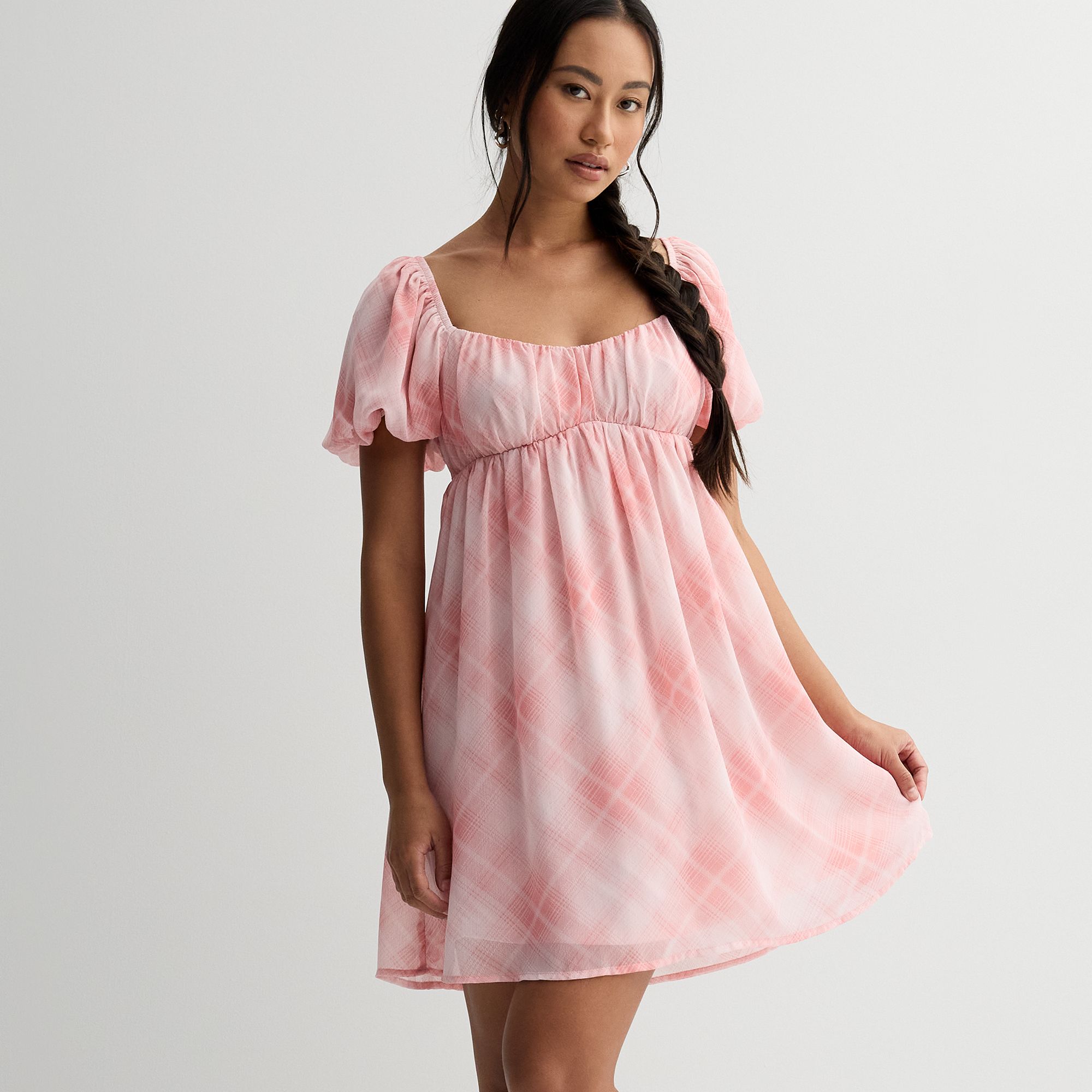 Juniors Live To Be Spoiled Plaid Babydoll Dress, Girls, Size: XS, Pink Pl