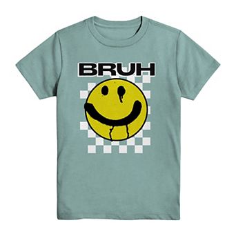 Boys 8-20 Bruh Checkered Smiley Face Graphic Tee