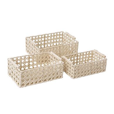 RGI Home Value Set of 3 Woven Paper Cord Decorative Storage Baskets ...