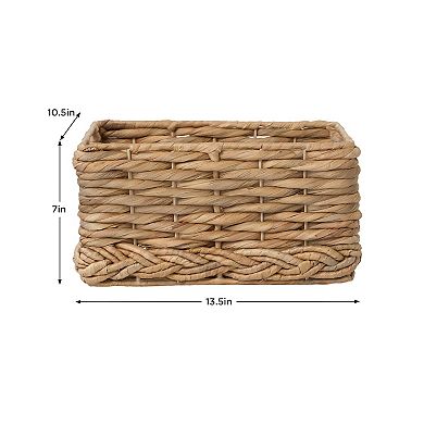 RGI Home Woven Water Hyacinth Small Decorative Storage Basket - Natural ...