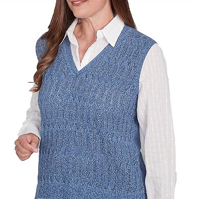 Petite Alfred Dunner Collared Vest Two in One Sweater