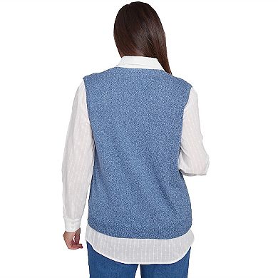 Petite Alfred Dunner Collared Vest Two in One Sweater