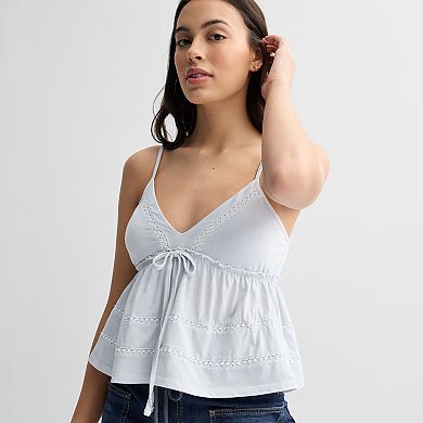 Juniors' SO® Molded Cup Tiered Lace Cami