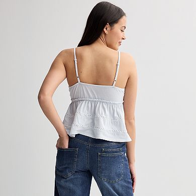 Juniors' SO® Molded Cup Tiered Lace Cami