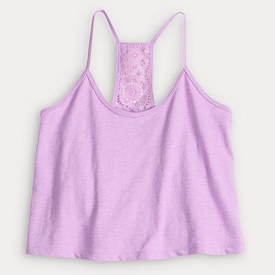 Juniors' SO® Crochet Back Tank