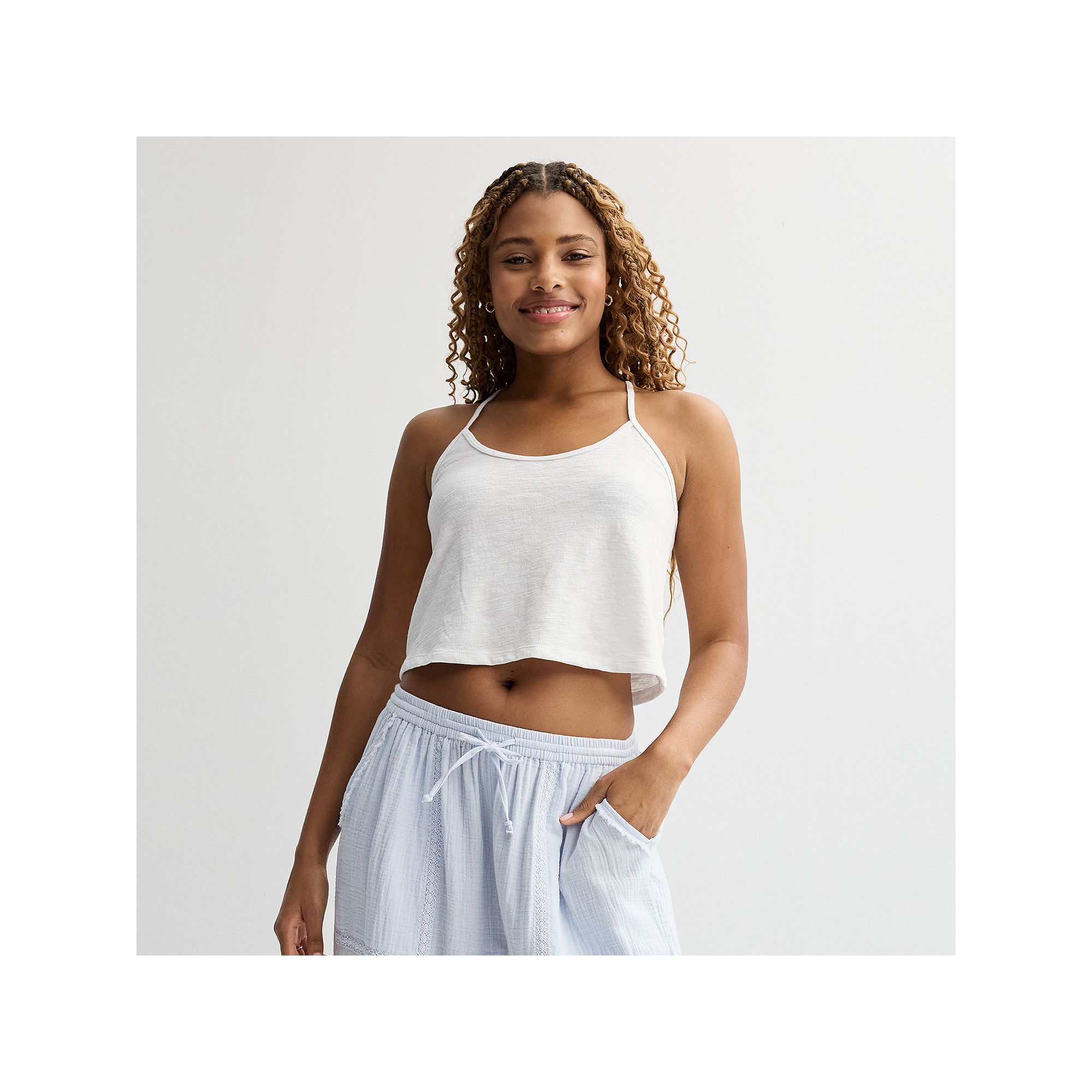 Juniors SO® Crochet Back Tank, Girls, Size: XS, Modern White