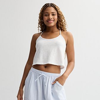 Juniors' SO® Crochet Back Cropped Tank