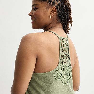 Juniors' Plus Size SO® Crochet Back Tank