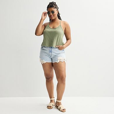 Juniors' Plus Size SO® Crochet Back Tank