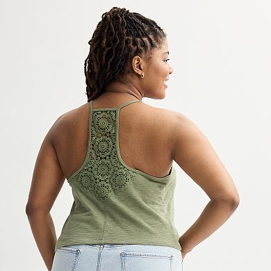 Juniors' Plus Size SO® Crochet Back Tank