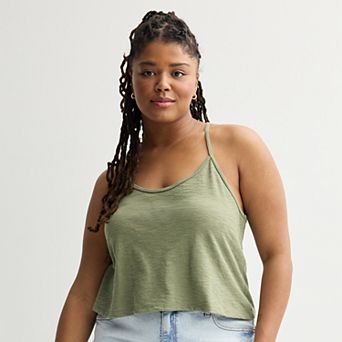 Juniors' Plus Size SO® Crochet Back Cropped Tank