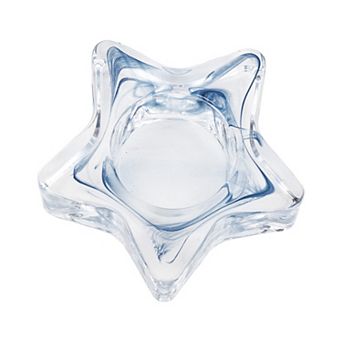 Celebrate Together™ Americana Glass Marbled White & Blue Star Tealight Holder