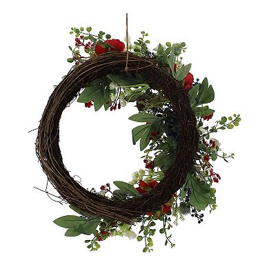 Celebrate Together Americana Asymmetrical Red, White, And Blue Floral Wreath