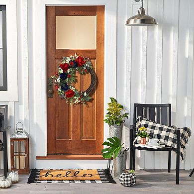 Celebrate Together Americana Asymmetrical Red, White, And Blue Floral Wreath