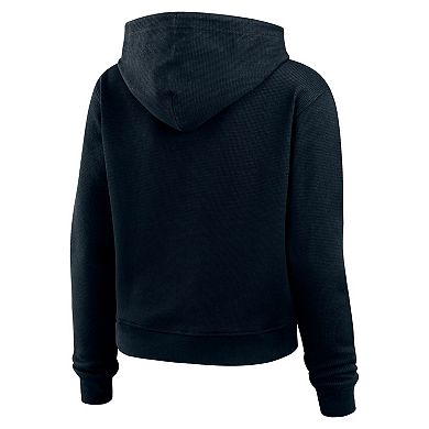 Women's WEAR by Erin Andrews Navy Carolina Panthers Waffle Hoodie Pullover Top