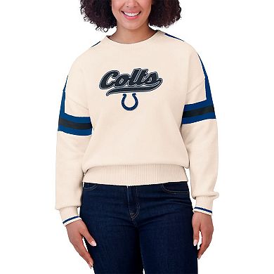 Women's WEAR by Erin Andrews Cream Indianapolis Colts Stripe Pullover Sweater