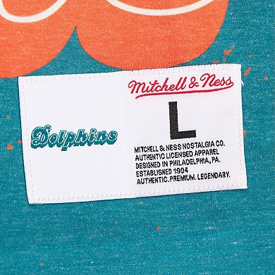 Men's Mitchell & Ness White Miami Dolphins Team Burst Vintage Logo T-Shirt