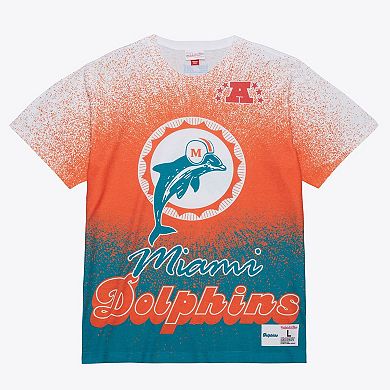 Men's Mitchell & Ness White Miami Dolphins Team Burst Vintage Logo T-Shirt