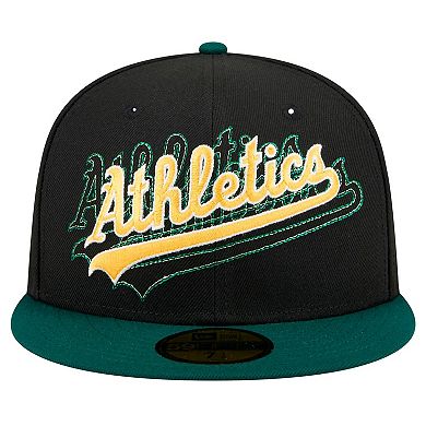 Men's New Era Black Oakland Athletics Shadow Stitch 59FIFTY Fitted Hat