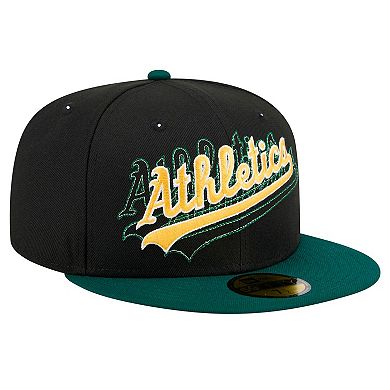 Men's New Era Black Oakland Athletics Shadow Stitch 59FIFTY Fitted Hat