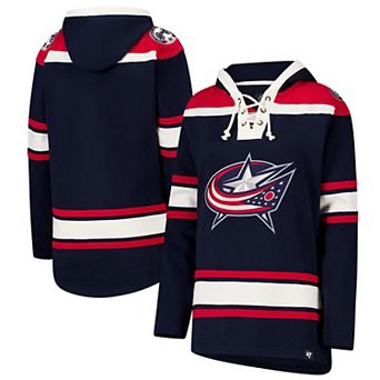 Women's '47 Navy Columbus Blue Jackets Superior Lacer Pullover Hoodie